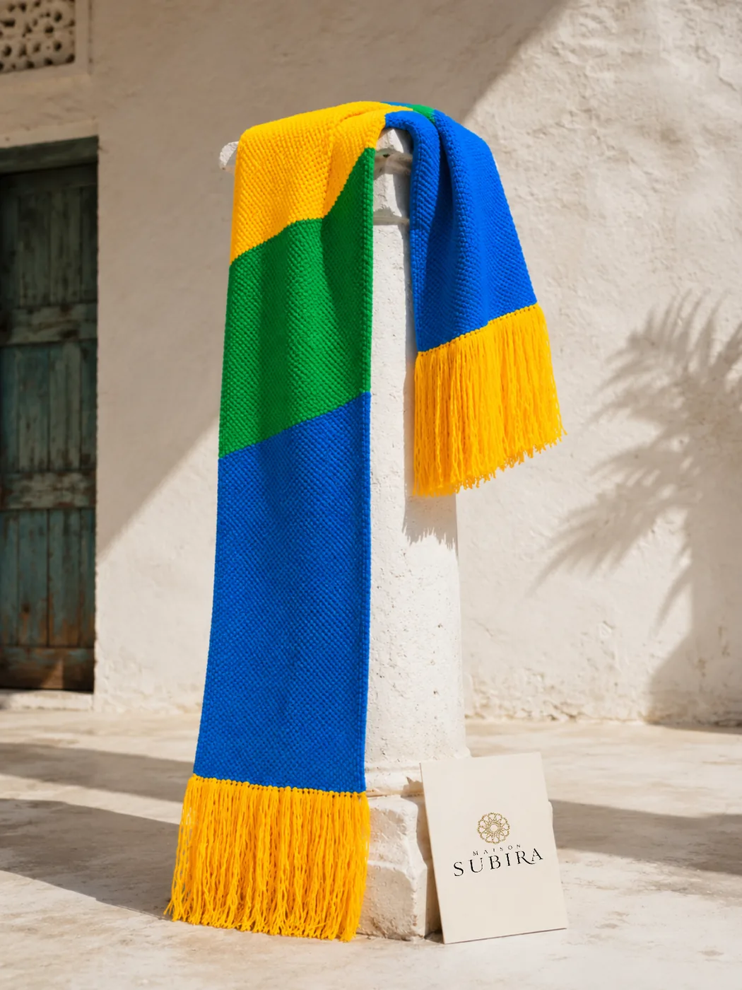 Handmade Crochet Colorblock Fringe Scarf
