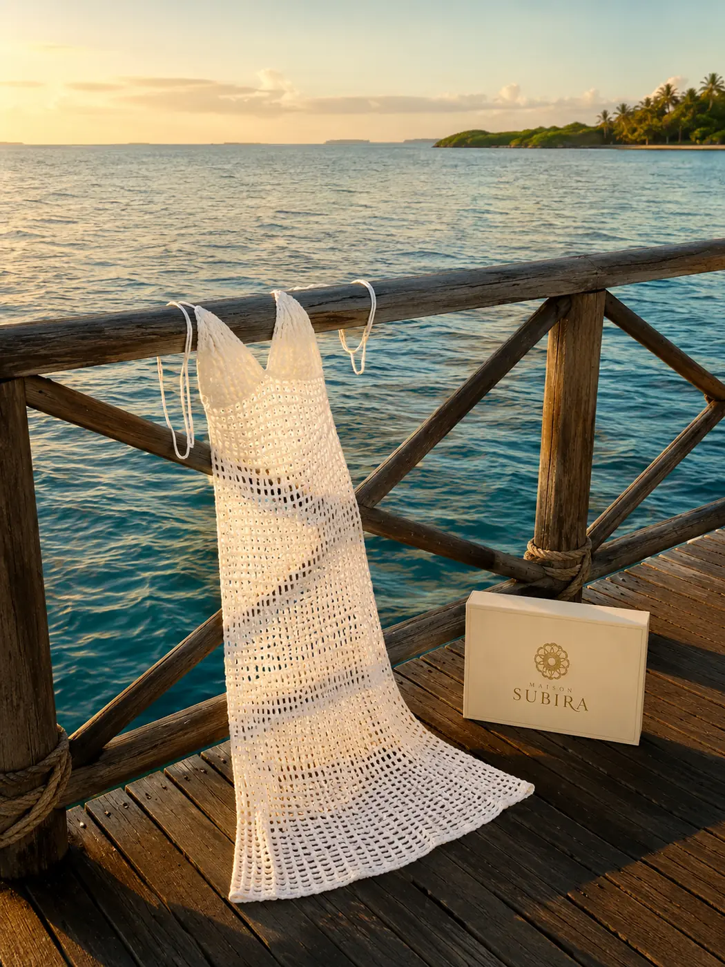 Handmade Crochet White Halter Maxi Dress handmade crochet from Rwanda