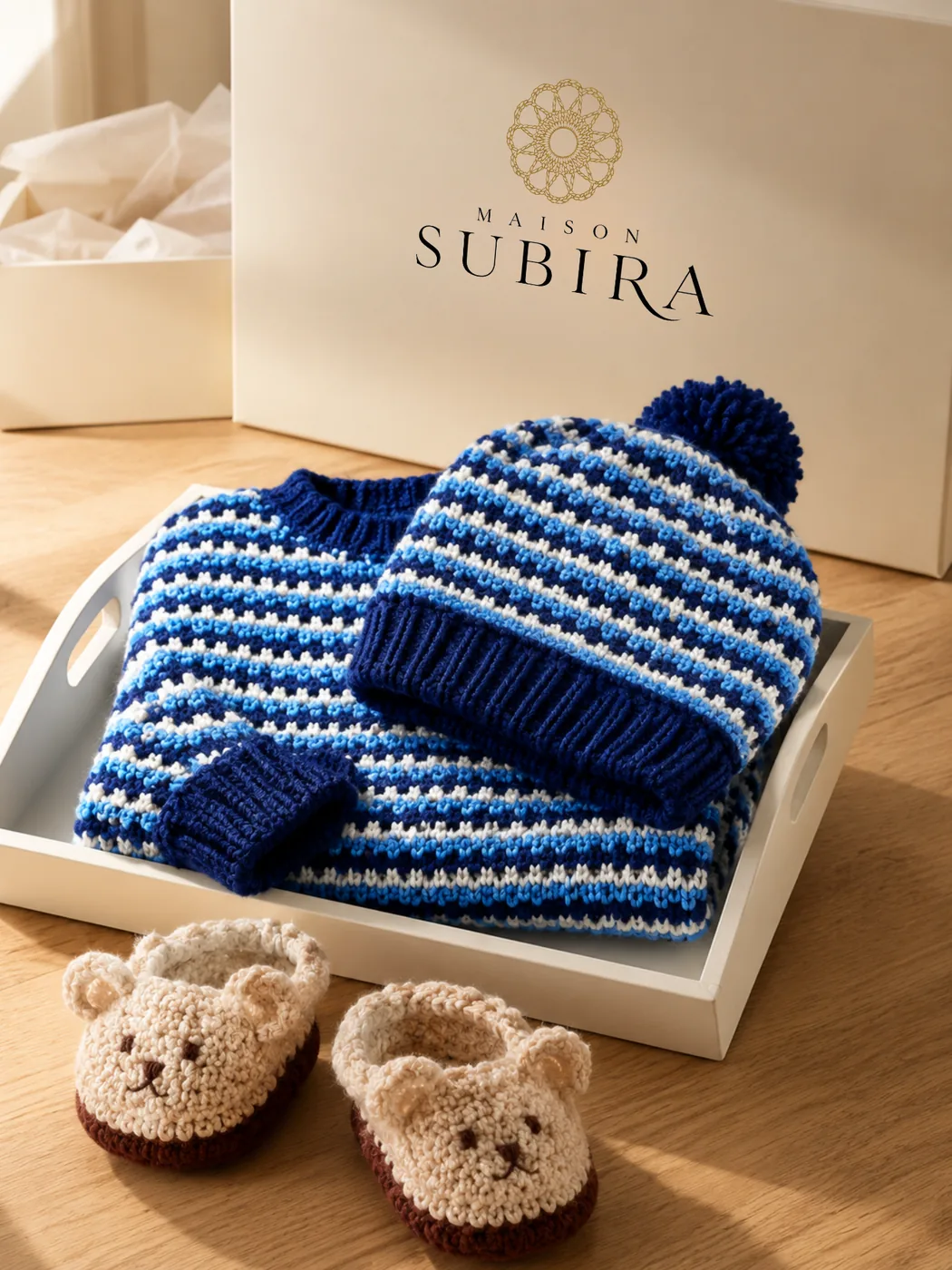 Handmade Crochet Baby Boy Sweater Gift Set