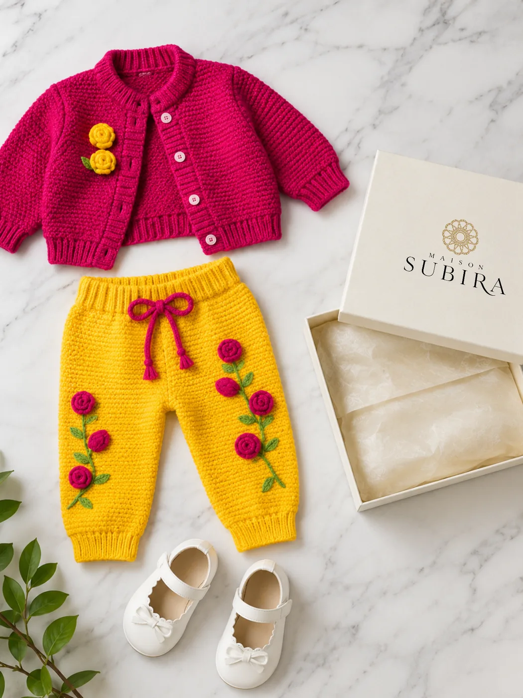 Handmade Crochet Toddler Cardigan and Trouser Set